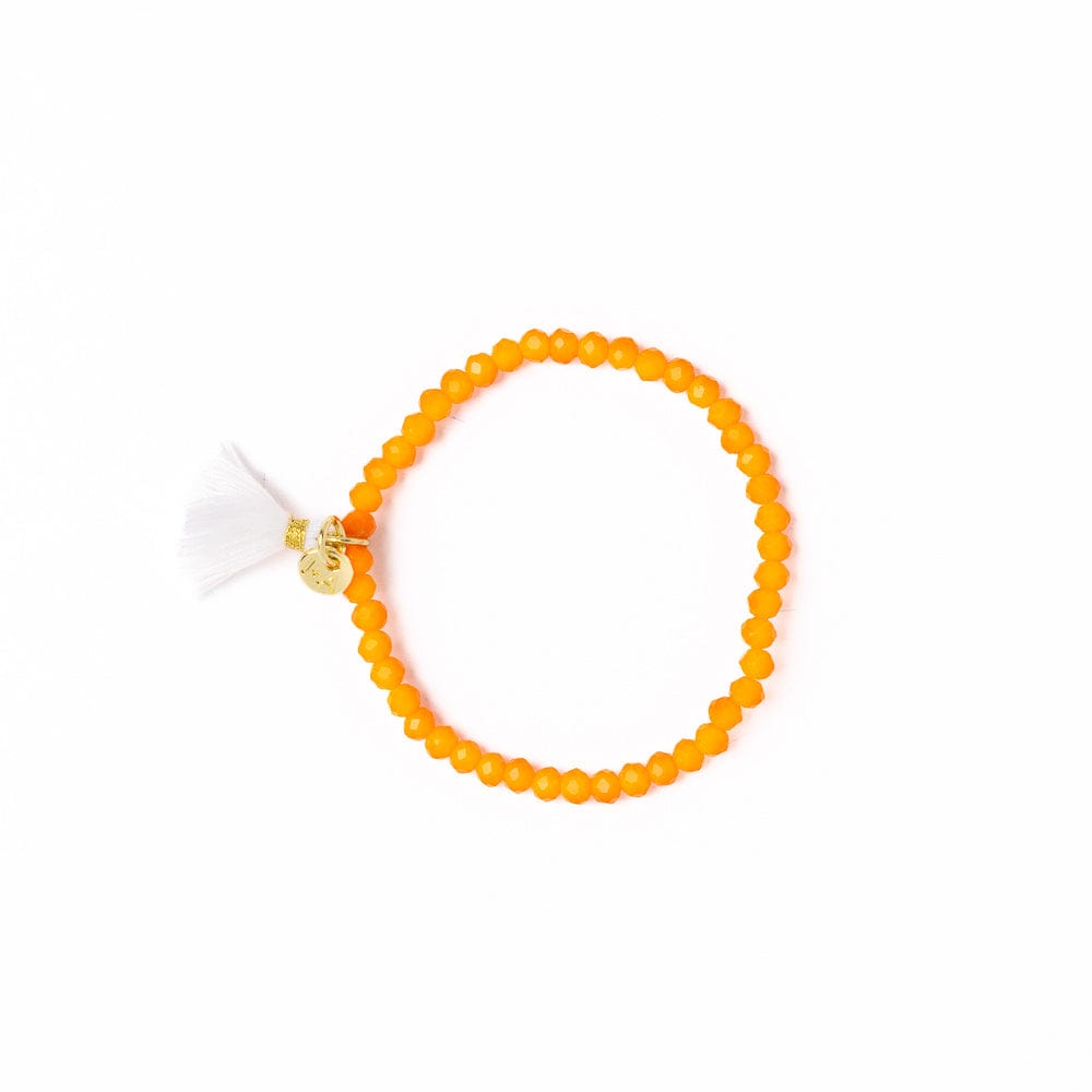 Game Day Crystal Stretch Bracelet With Tassel Orange + White Wholesale