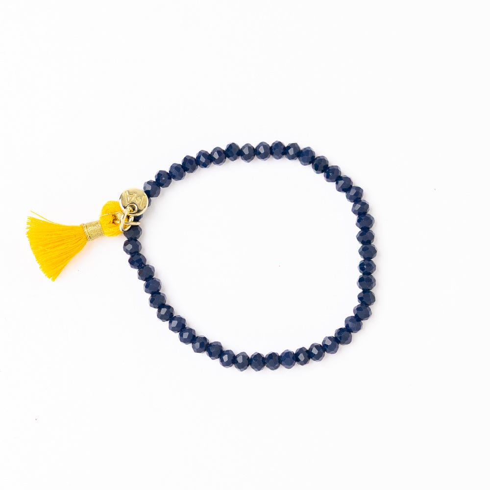 Game Day Crystal Stretch Bracelet With Tassel Yellow + Blue Wholesale