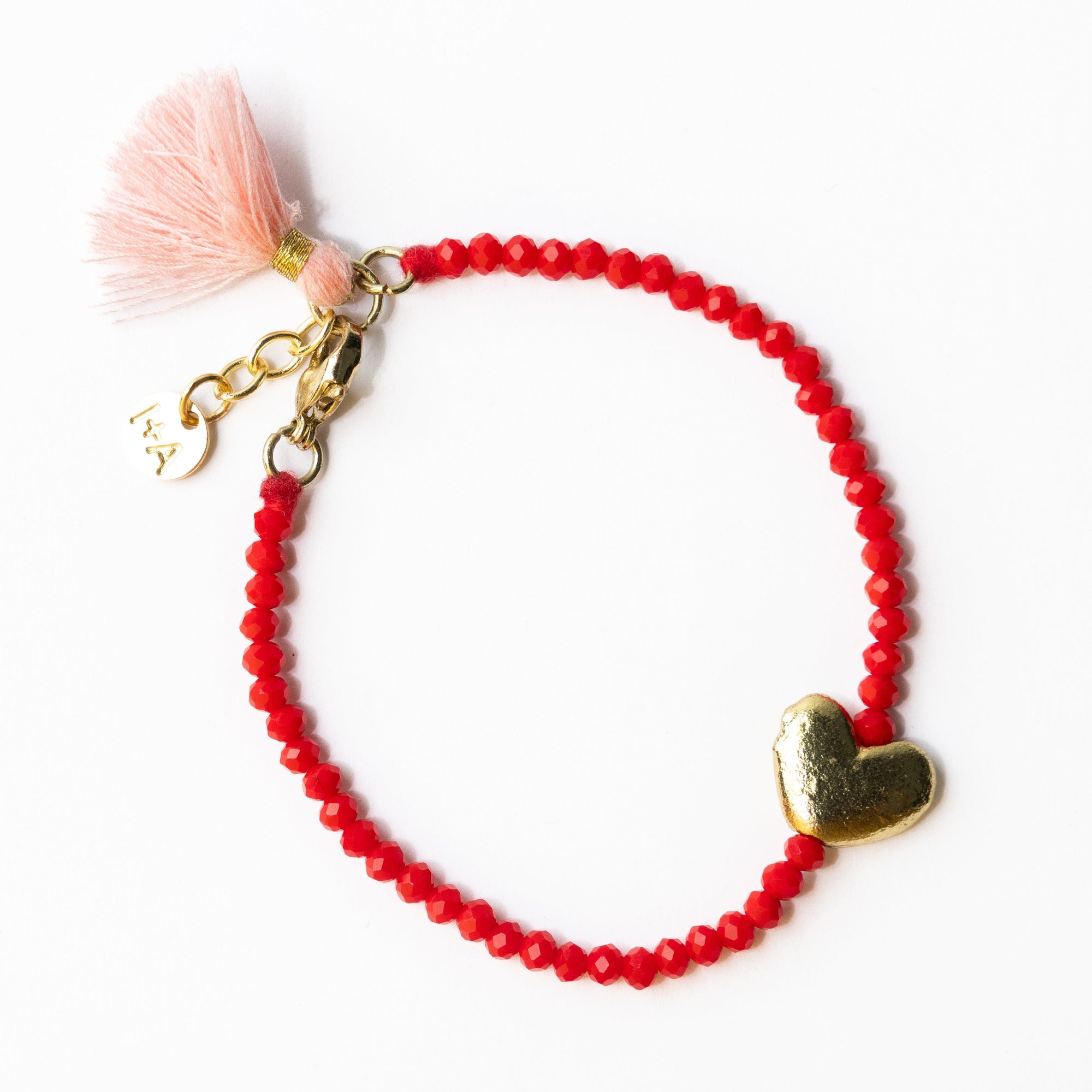 Emma Crystal Heart Bracelet With Clasp And Extension Red