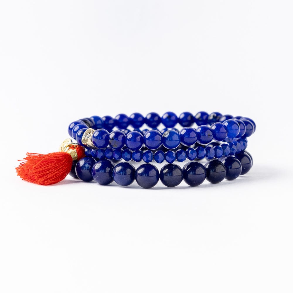 Addison Set Of 3 Stretch Bracelets Glass And Crystal With Bag Lapis