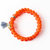 Addison Set Of 3 Stretch Bracelets Glass And Crystal With Bag Orange