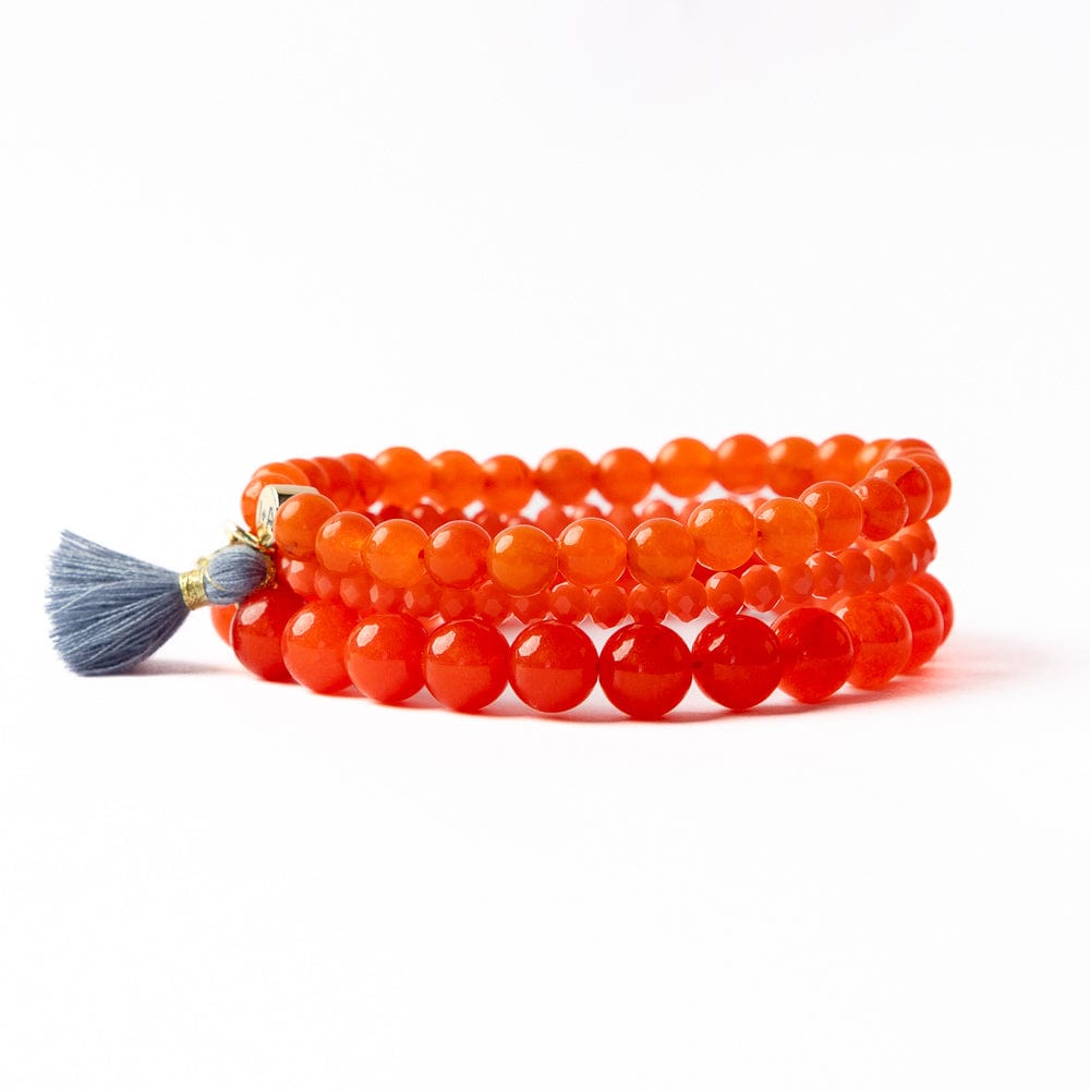 Addison Set Of 3 Stretch Bracelets Glass And Crystal With Bag Orange