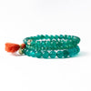 Addison Set Of 3 Stretch Bracelets Glass And Crystal With Bag Teal Green