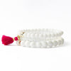 Addison Set Of 3 Stretch Bracelets Glass And Crystal With Bag White