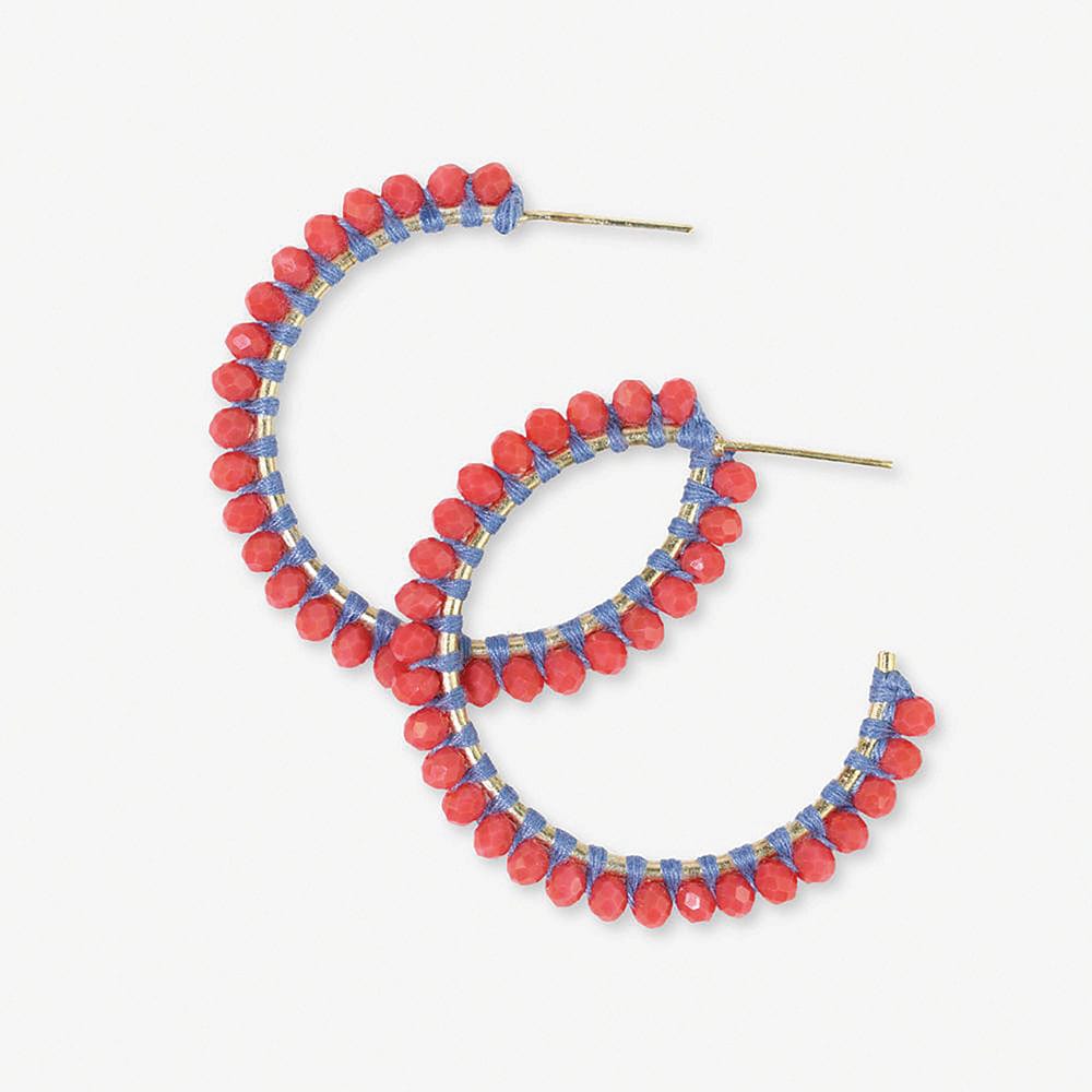 Lillian Crystal Threaded Beads Hoop Coral Wholesale