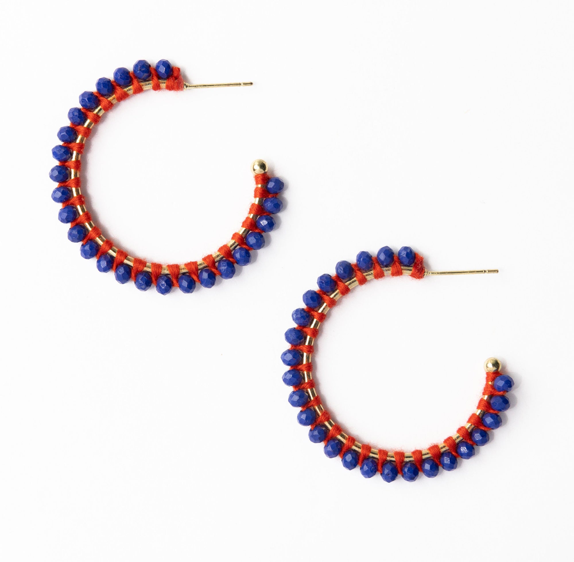 Lillian Crystal Threaded Beads Hoop Royal Blue