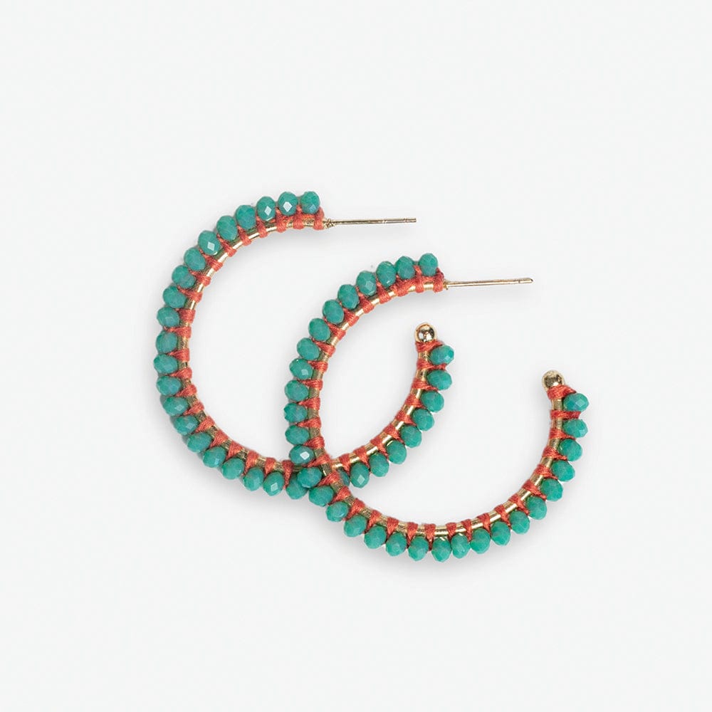 Lillian Crystal Threaded Beads Hoop Turquoise Wholesale