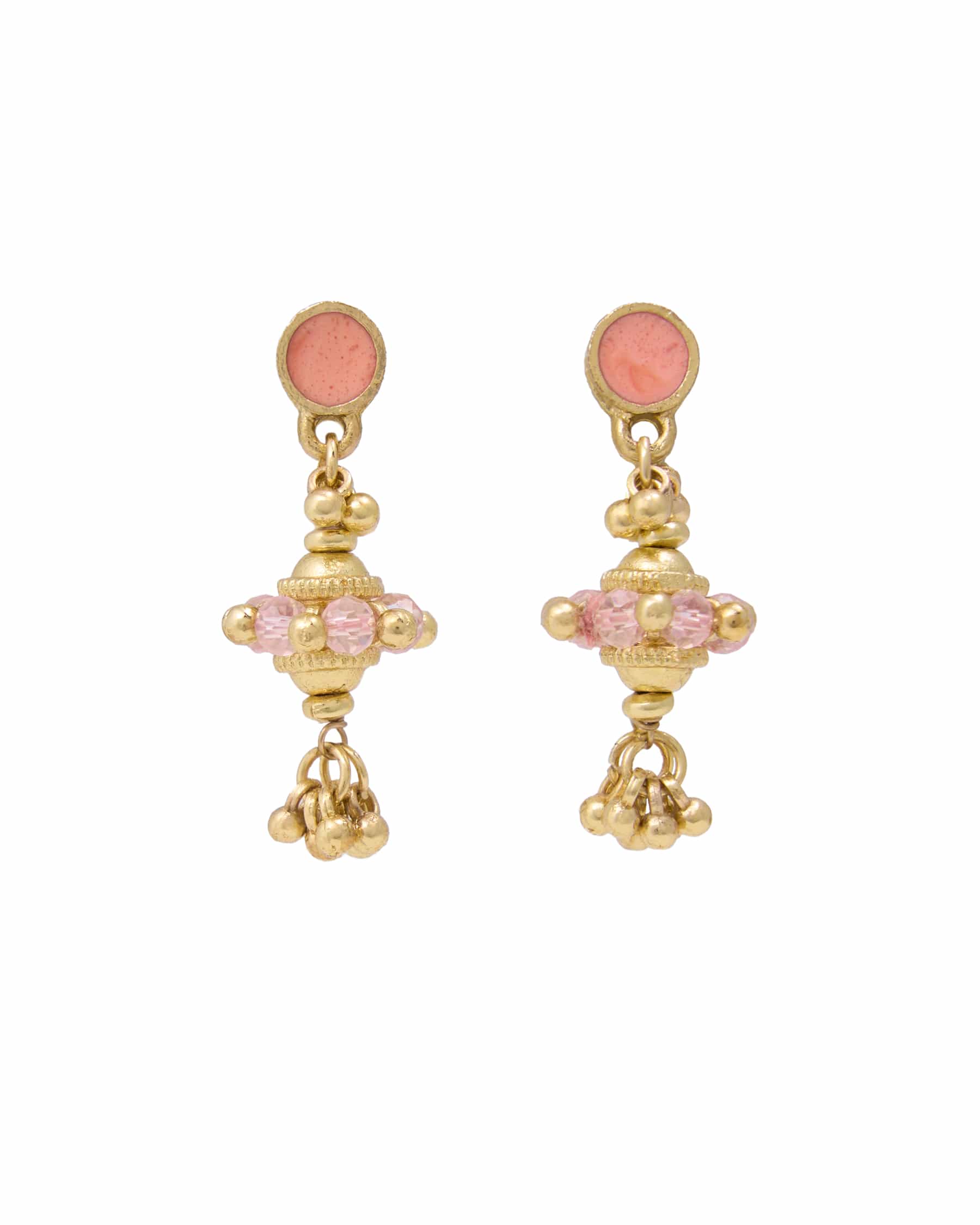 Jeannie Crystal + Enamel Dangle Earrings Coral