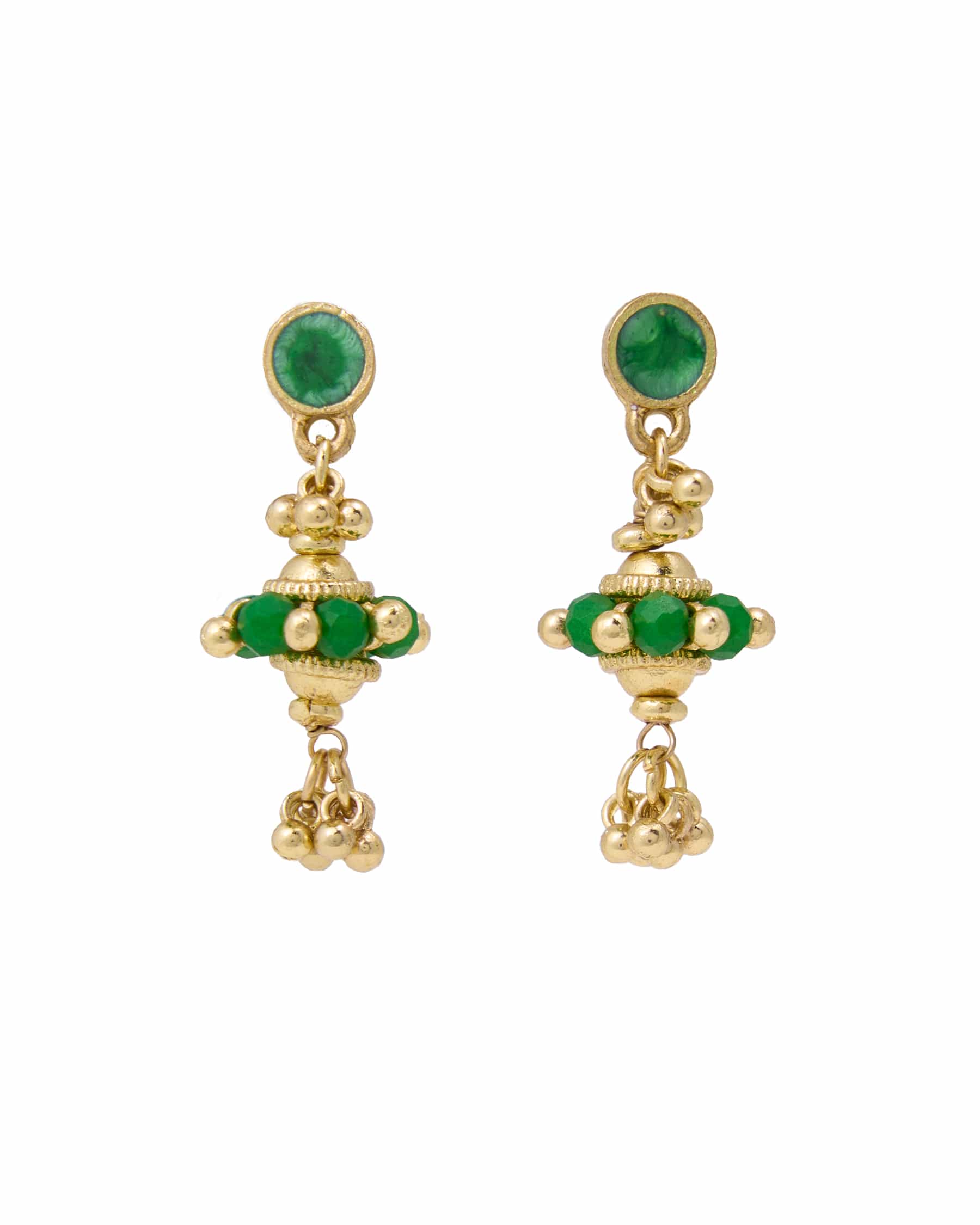 Jeannie Crystal + Enamel Dangle Earrings Green