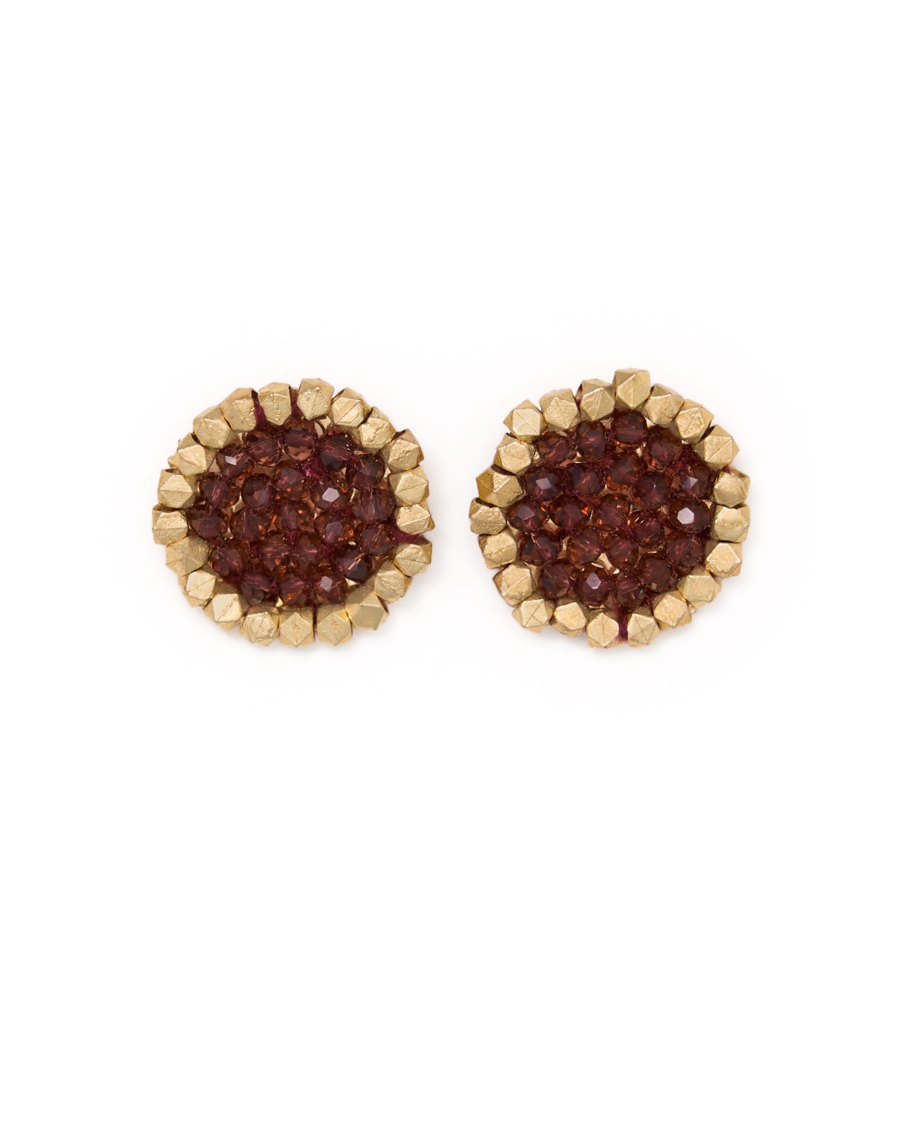 Johannah Crystal + Brass Bead Post Earrings Port