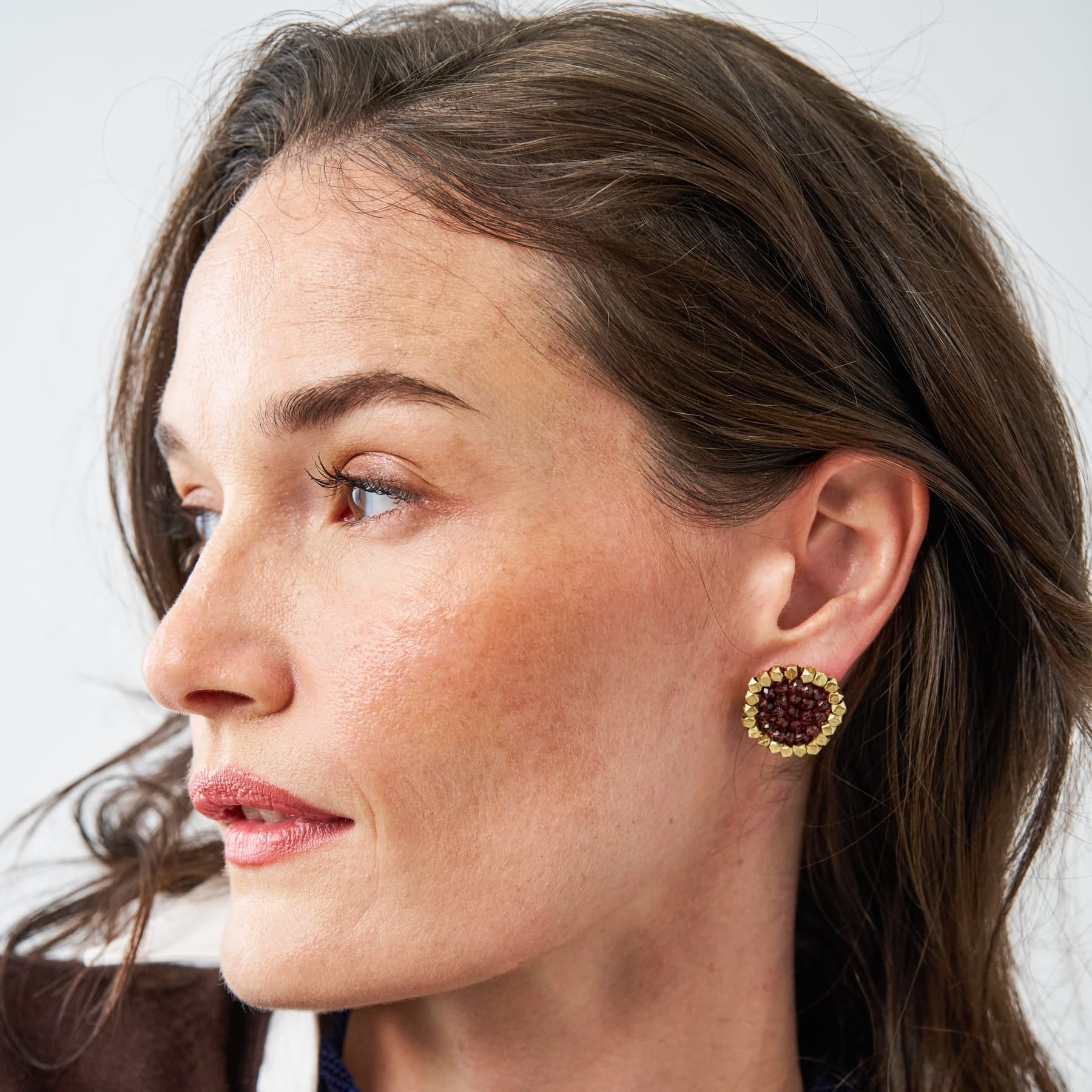 Johannah Crystal + Brass Bead Post Earrings Port