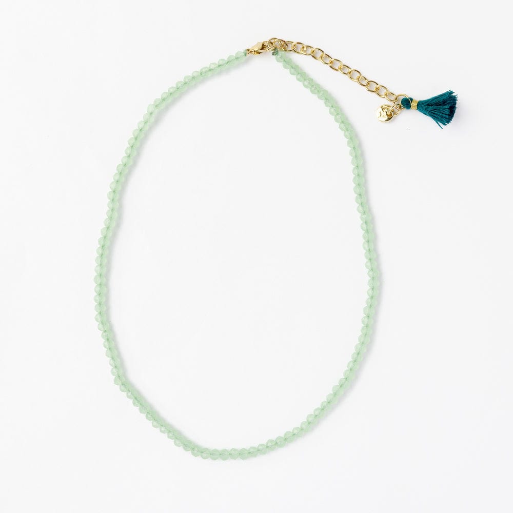 Hayden Solid Single Strand Crystal Necklace With Tassel Mint