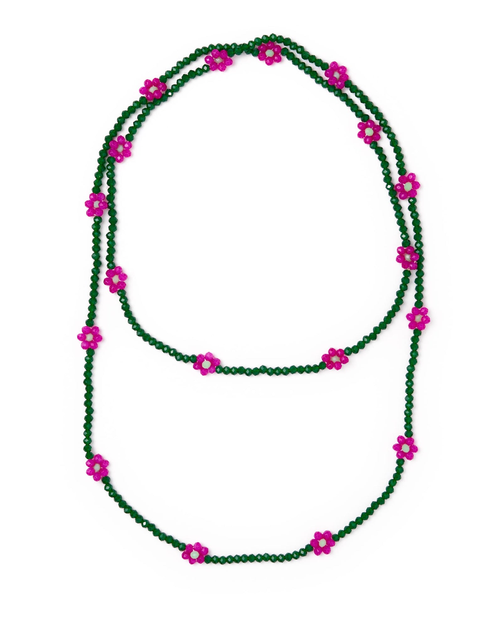 Andie Crystal Beaded Flower Necklace Green