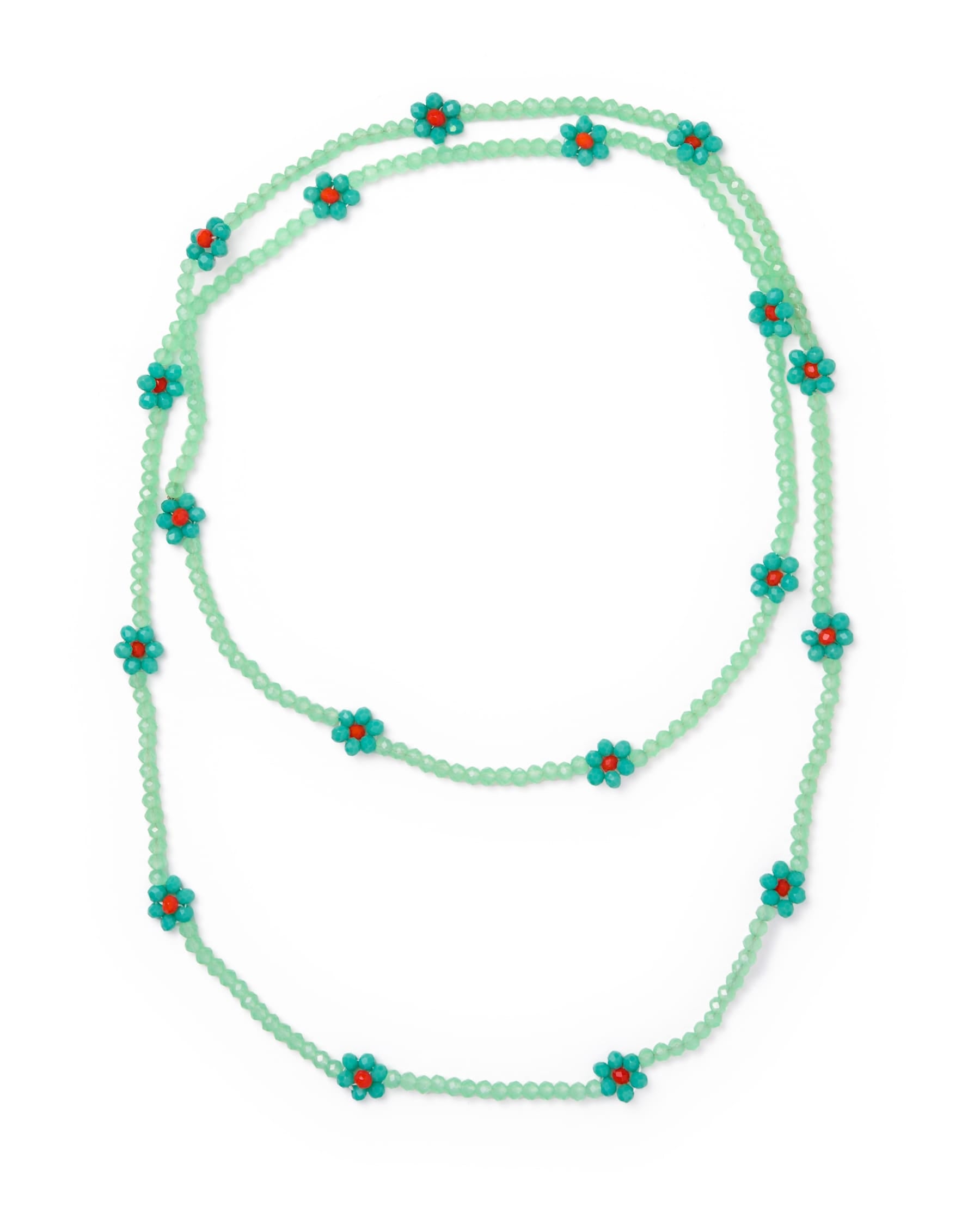 Andie Crystal Beaded Flower Necklace Mint