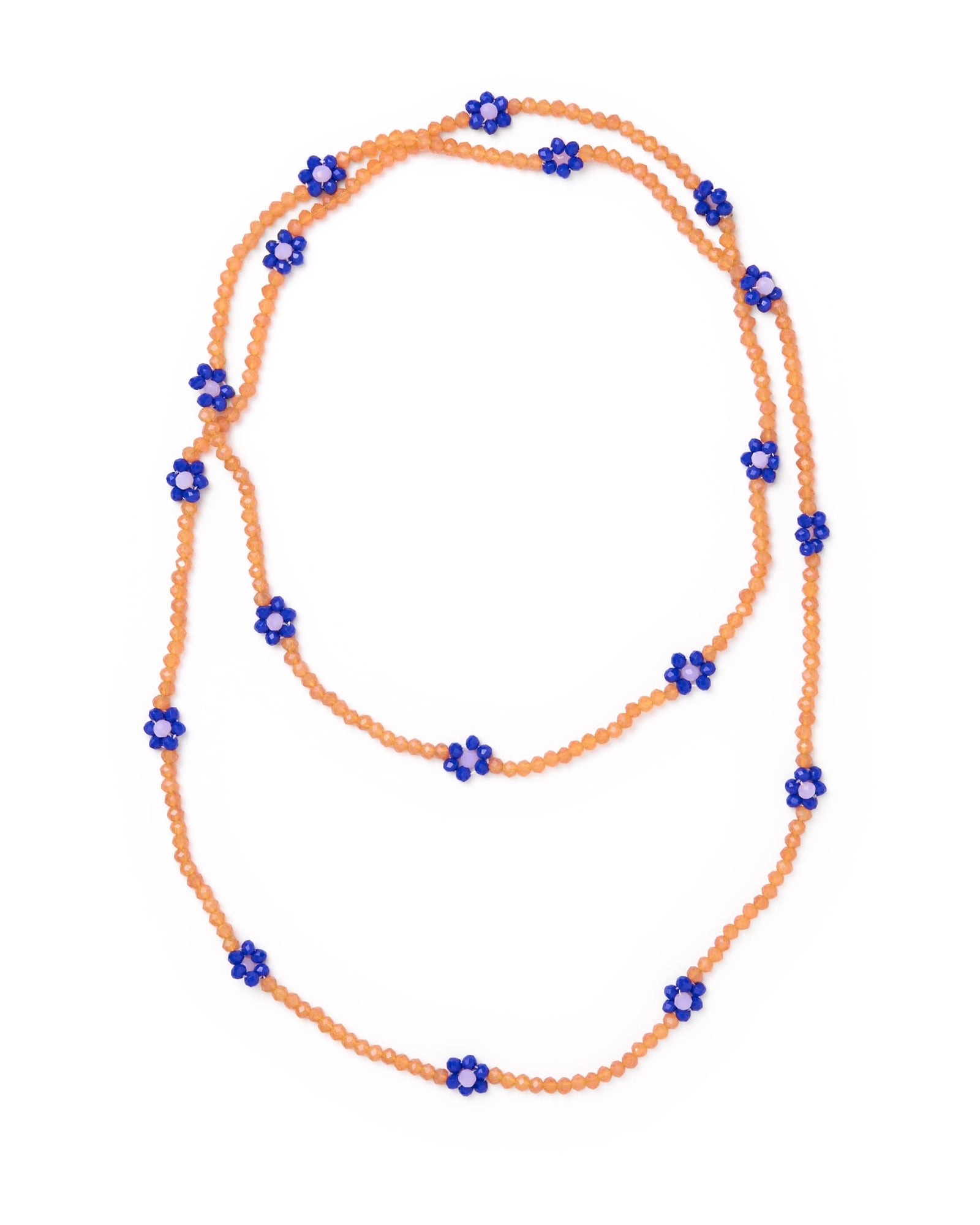 Andie Crystal Beaded Flower Necklace Peach