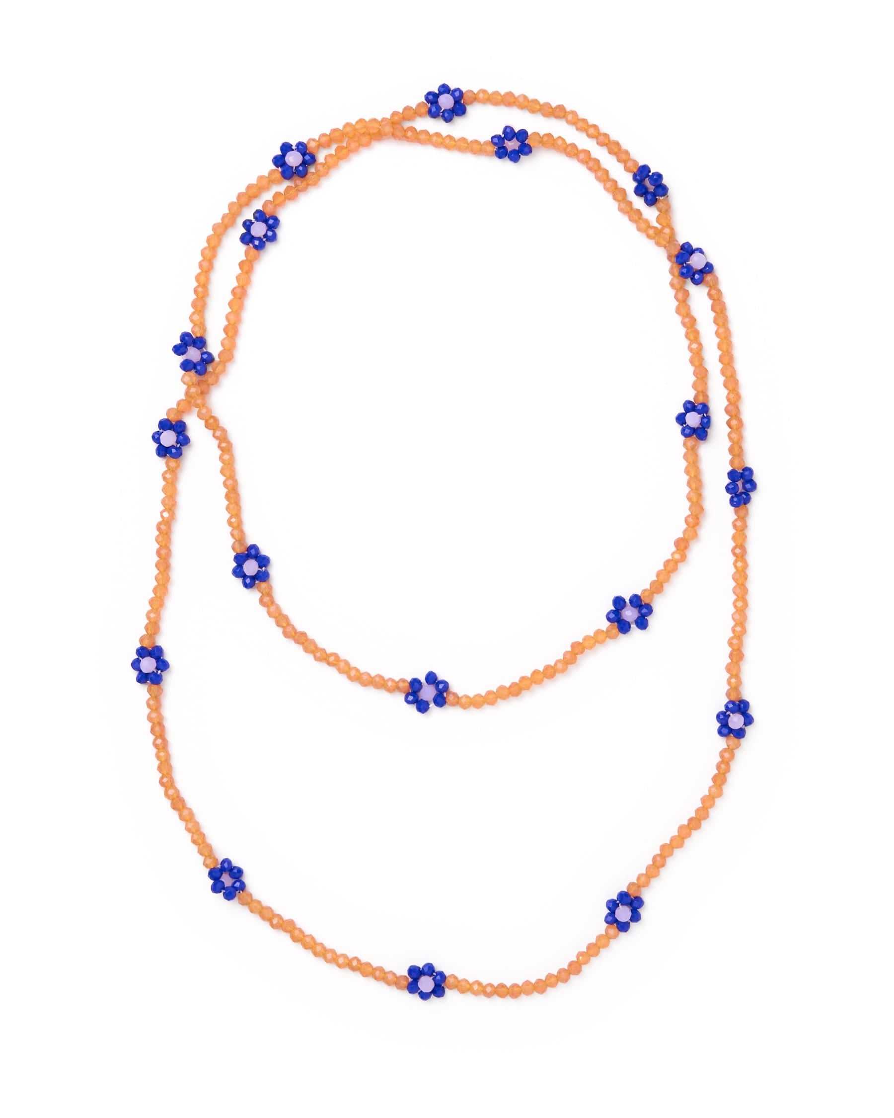 Andie Crystal Beaded Flower Necklace Peach