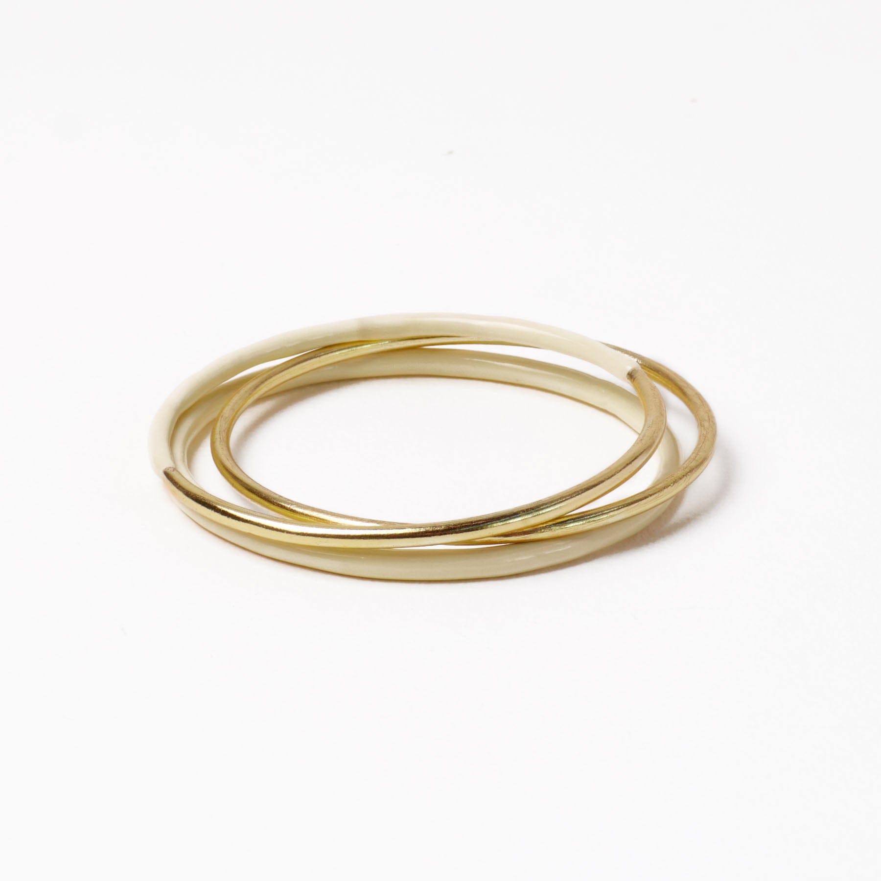 Diane Bangles Set of 3 Ivory Enamel + Brass Wholesale