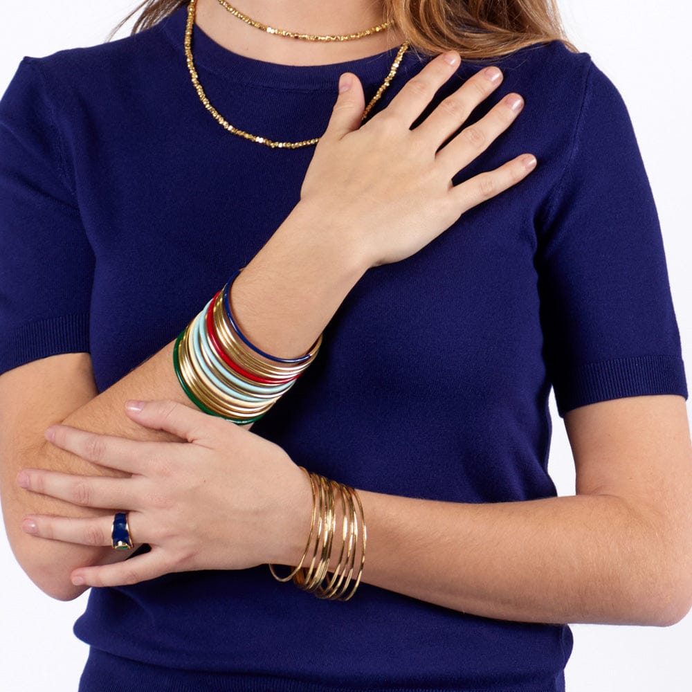 Diane Bangles Set of 3 Ivory Enamel + Brass Wholesale