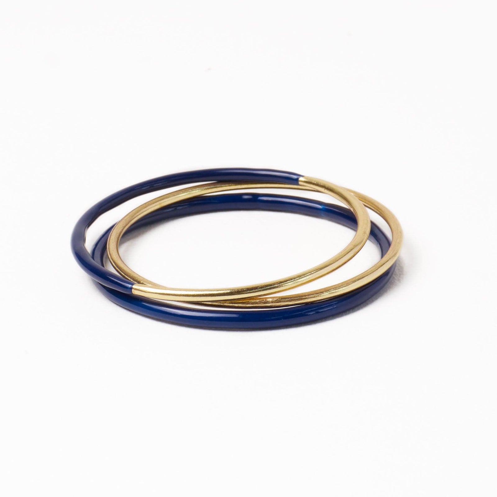 Diane Bangles Set of 3 Navy Enamel + Brass Wholesale