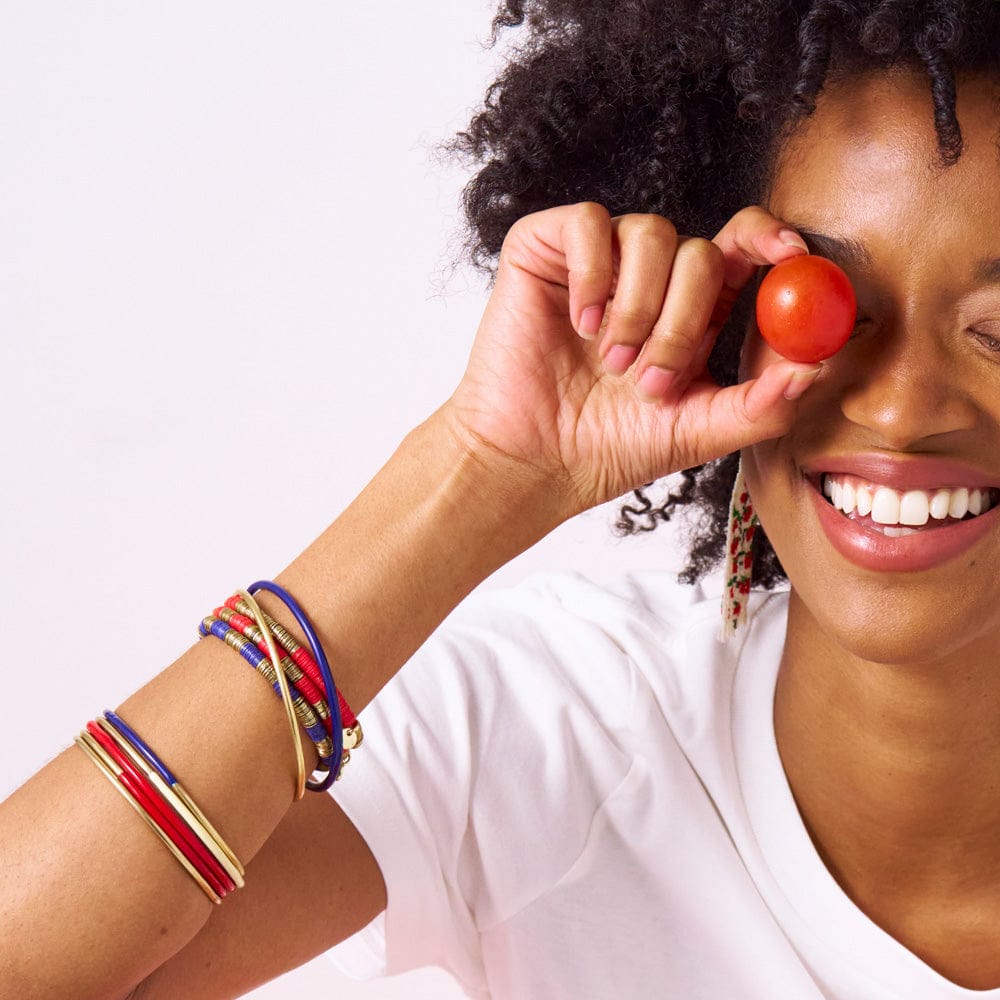 Diane Bangles Set of 3 Navy Enamel + Brass Wholesale