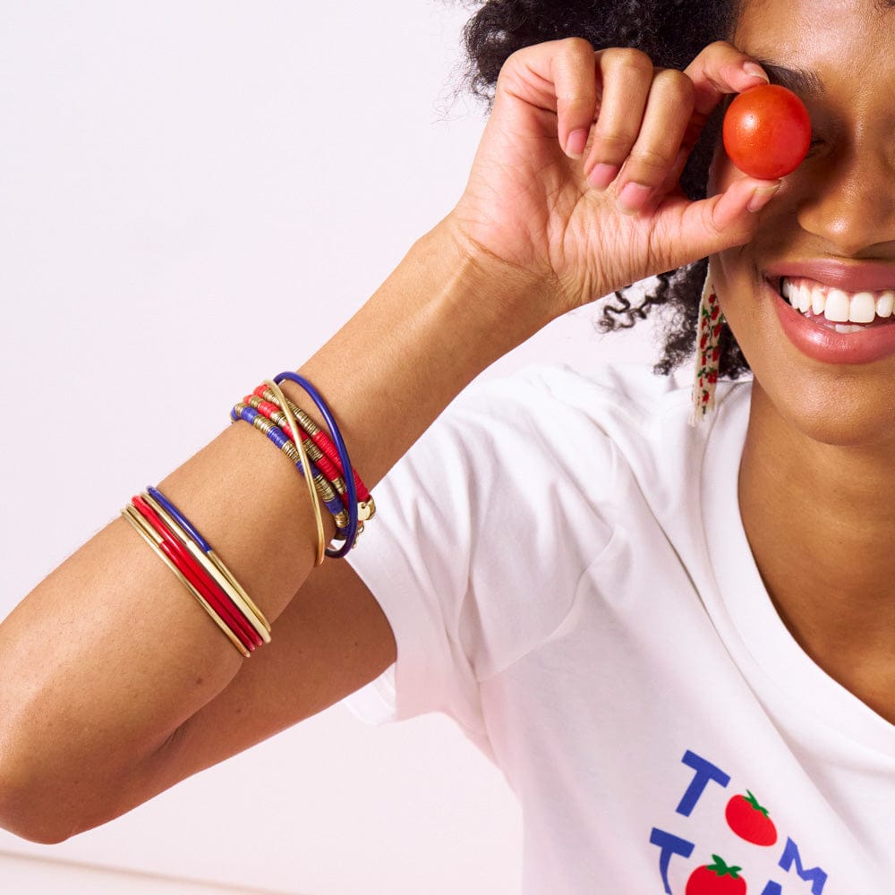 Diane Bangles Set of 3 Red Enamel + Brass Wholesale