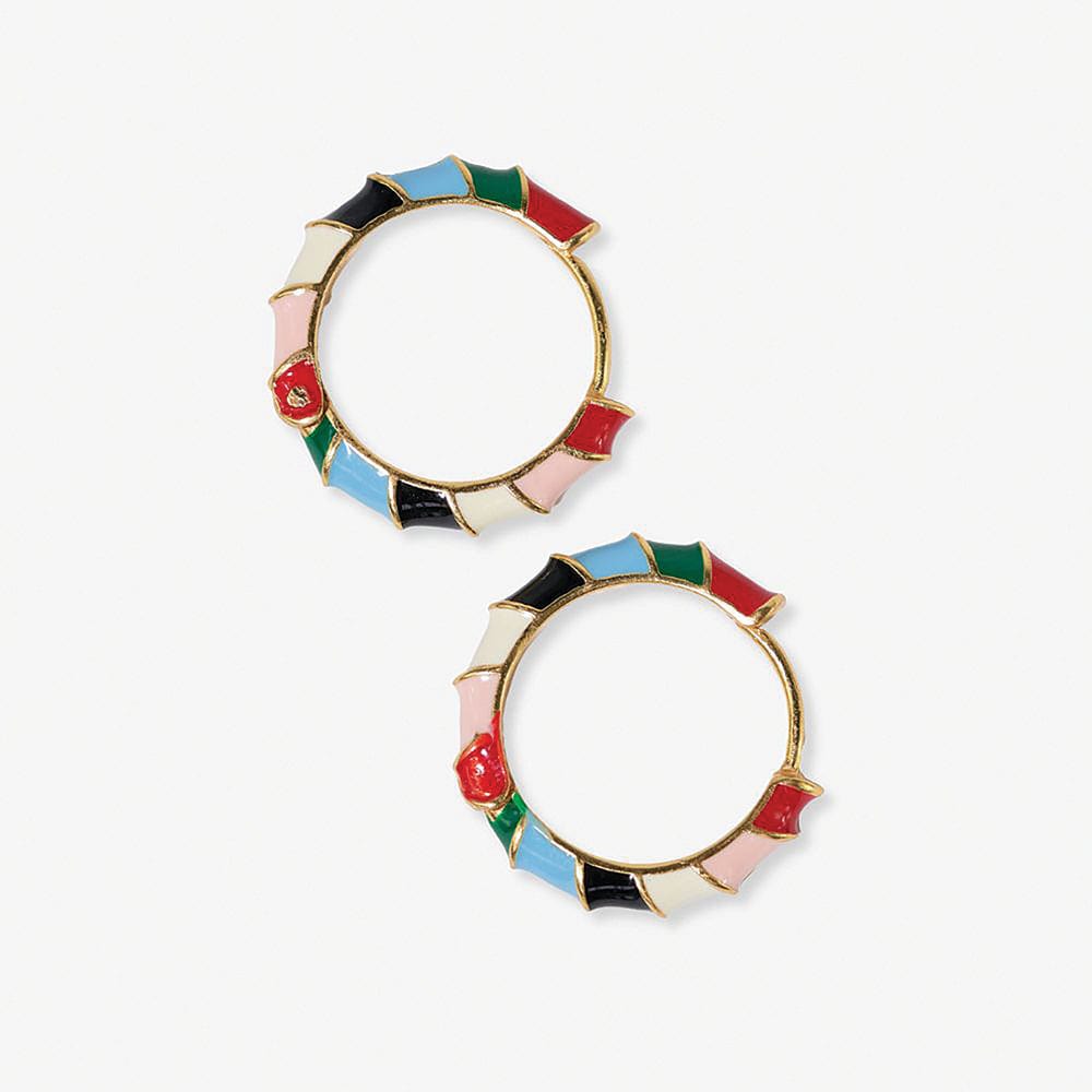 Pippa Twisted Colorblock Enamel Hoop Earrings Multi-Color Wholesale