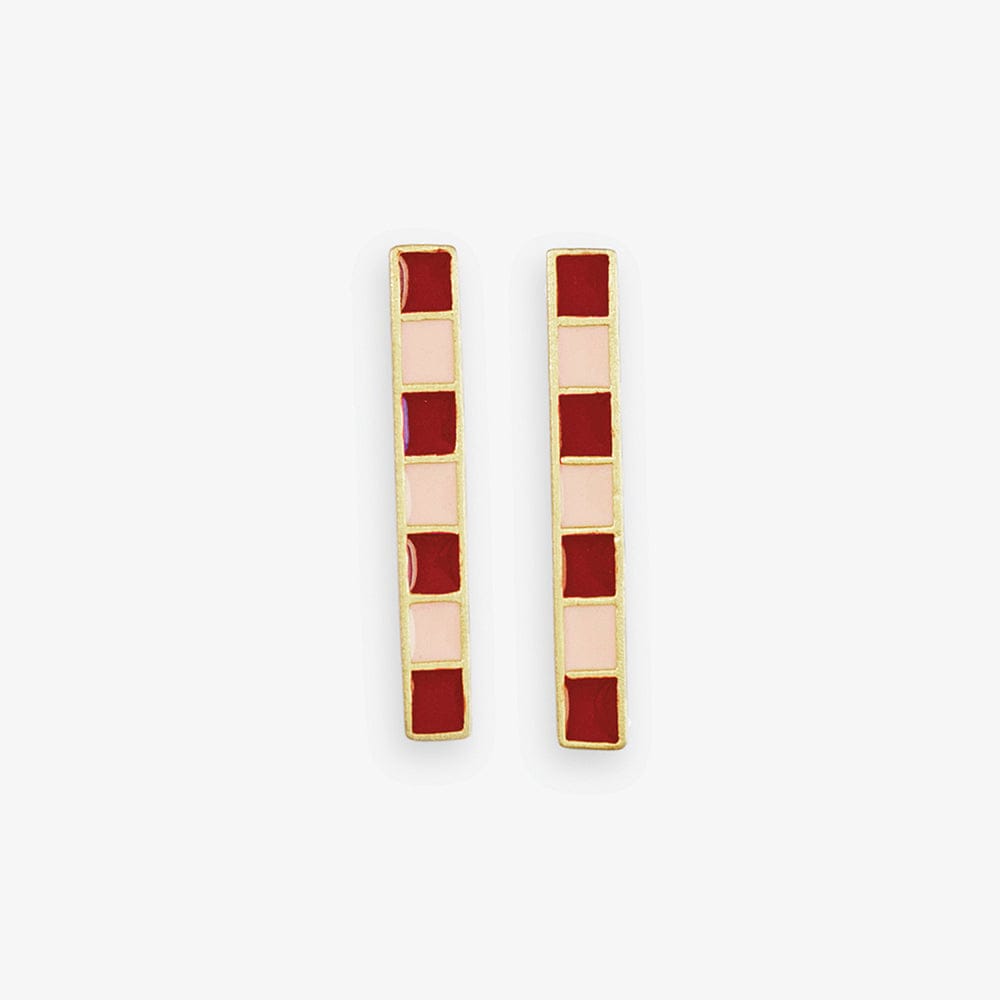 Adele Colorblock Enamel Bar Earrings Red and Blush Wholesale