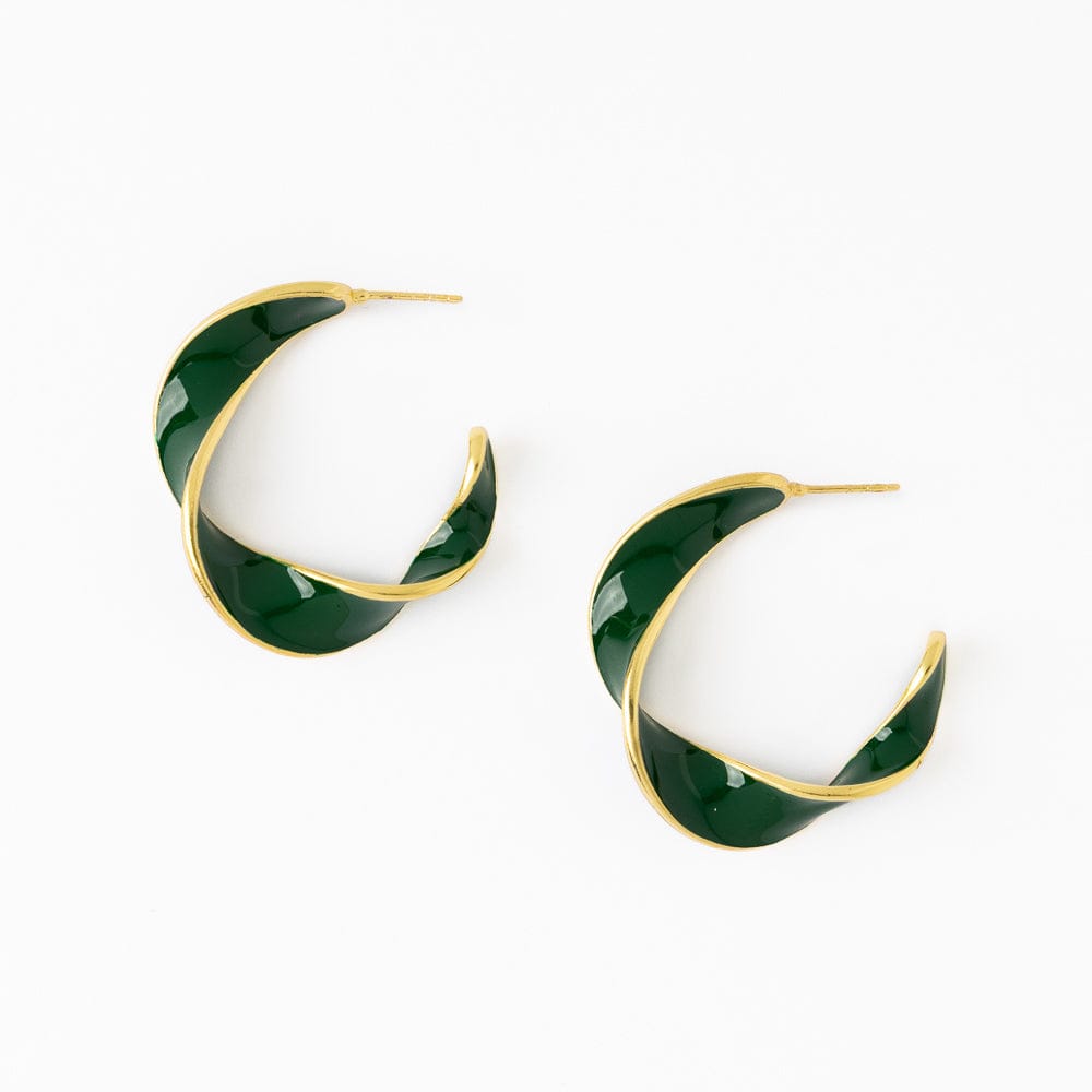 Vanessa Twisted Enamel Hoop Green Wholesale