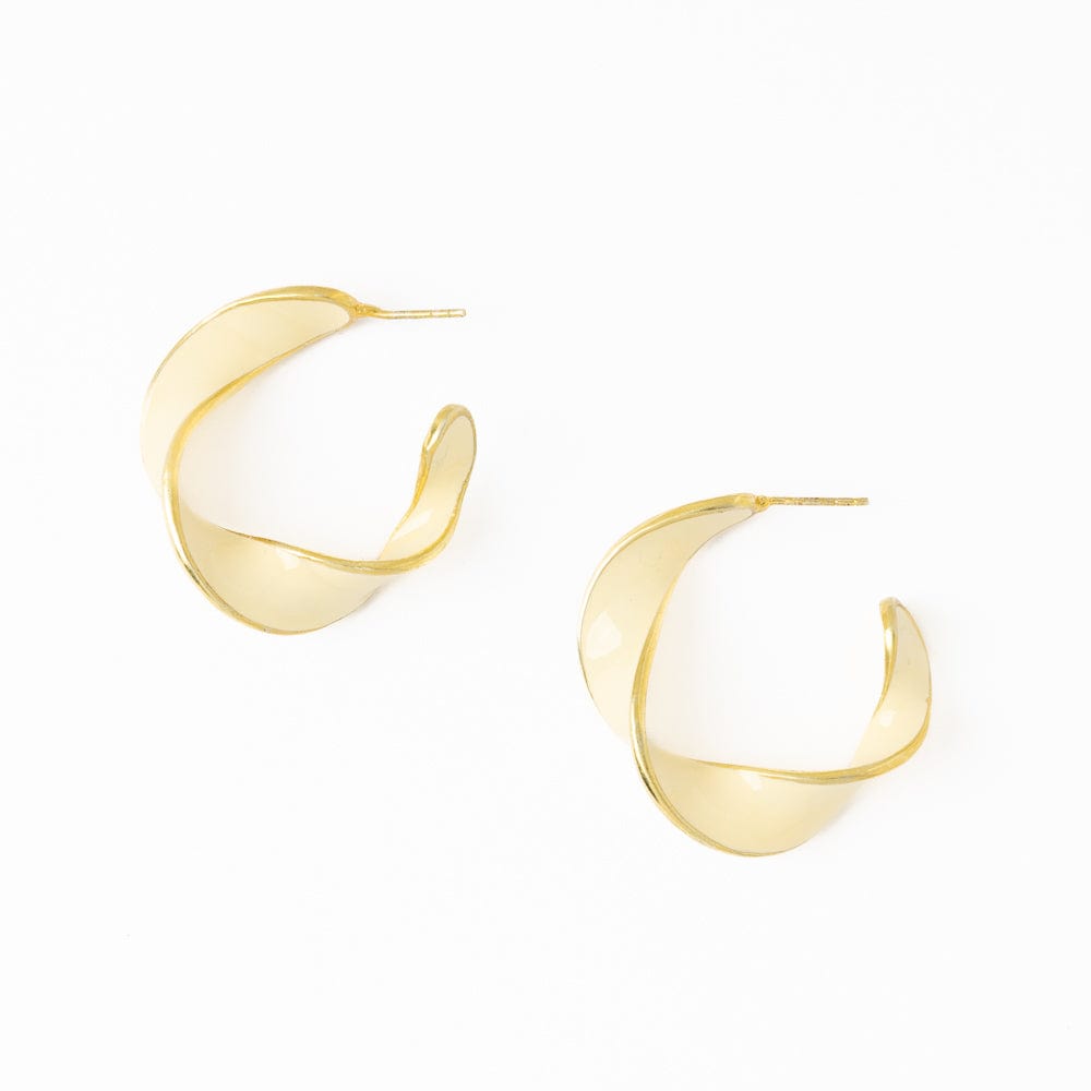 Vanessa Twisted Enamel Hoop Ivory Wholesale