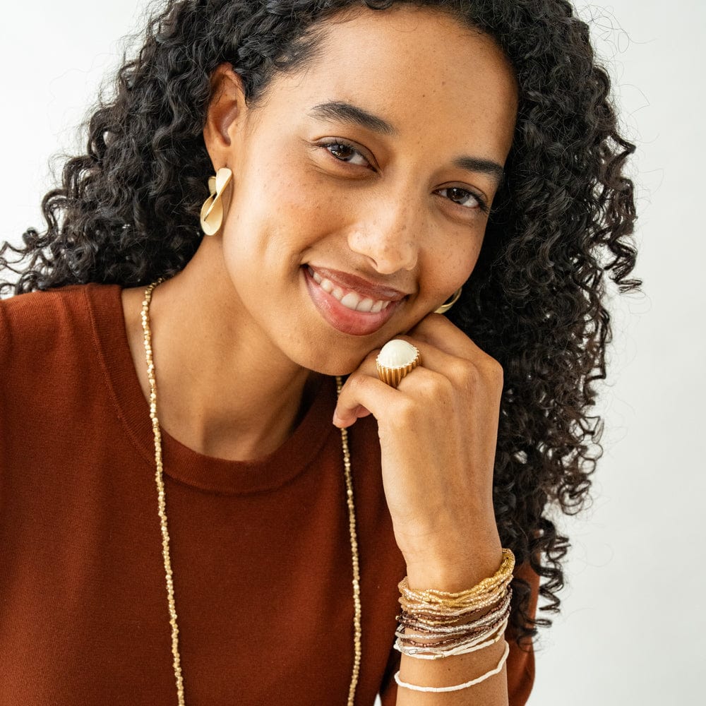 Vanessa Twisted Enamel Hoop Ivory Wholesale