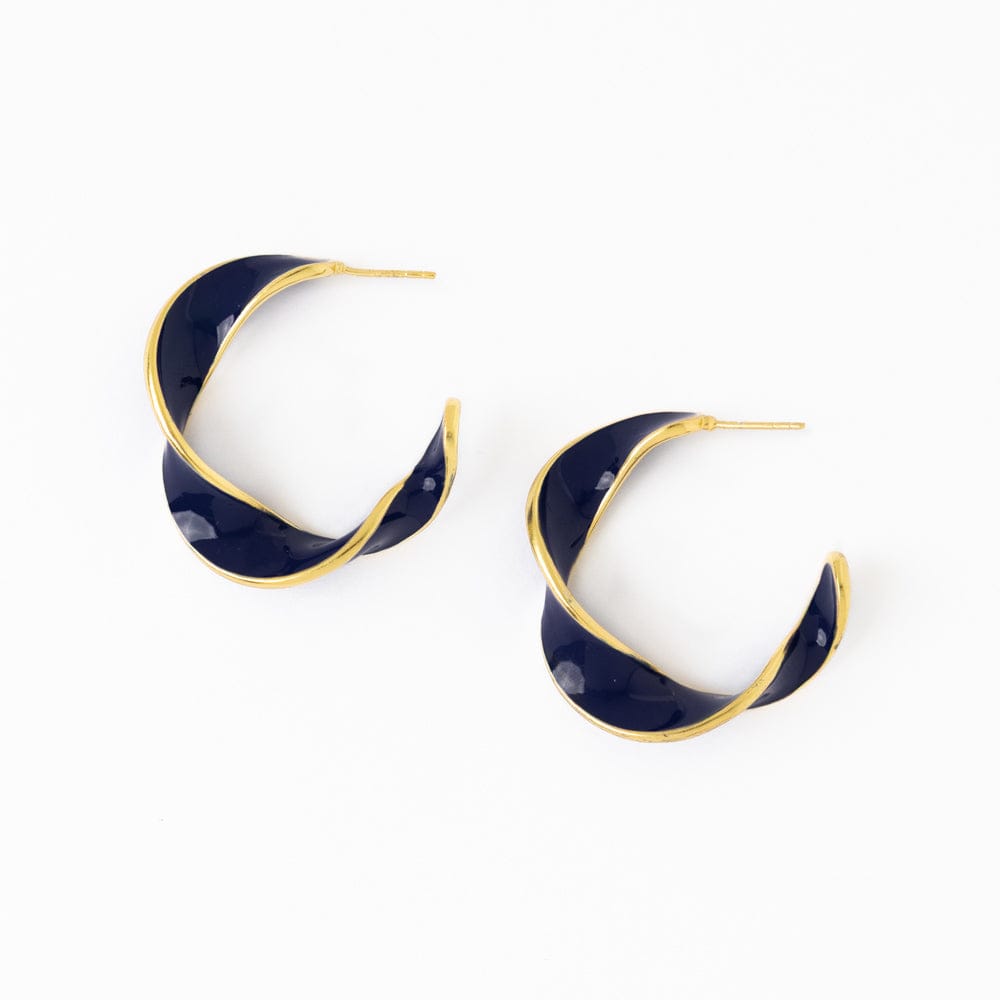Vanessa Twisted Enamel Hoop Navy Wholesale