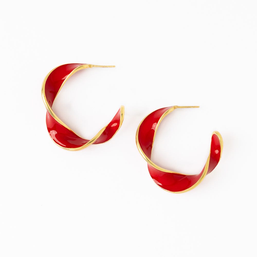Vanessa Twisted Enamel Hoop Red Wholesale