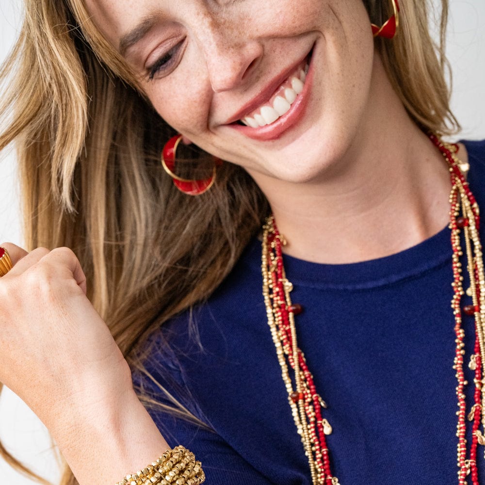 Vanessa Twisted Enamel Hoop Red Wholesale