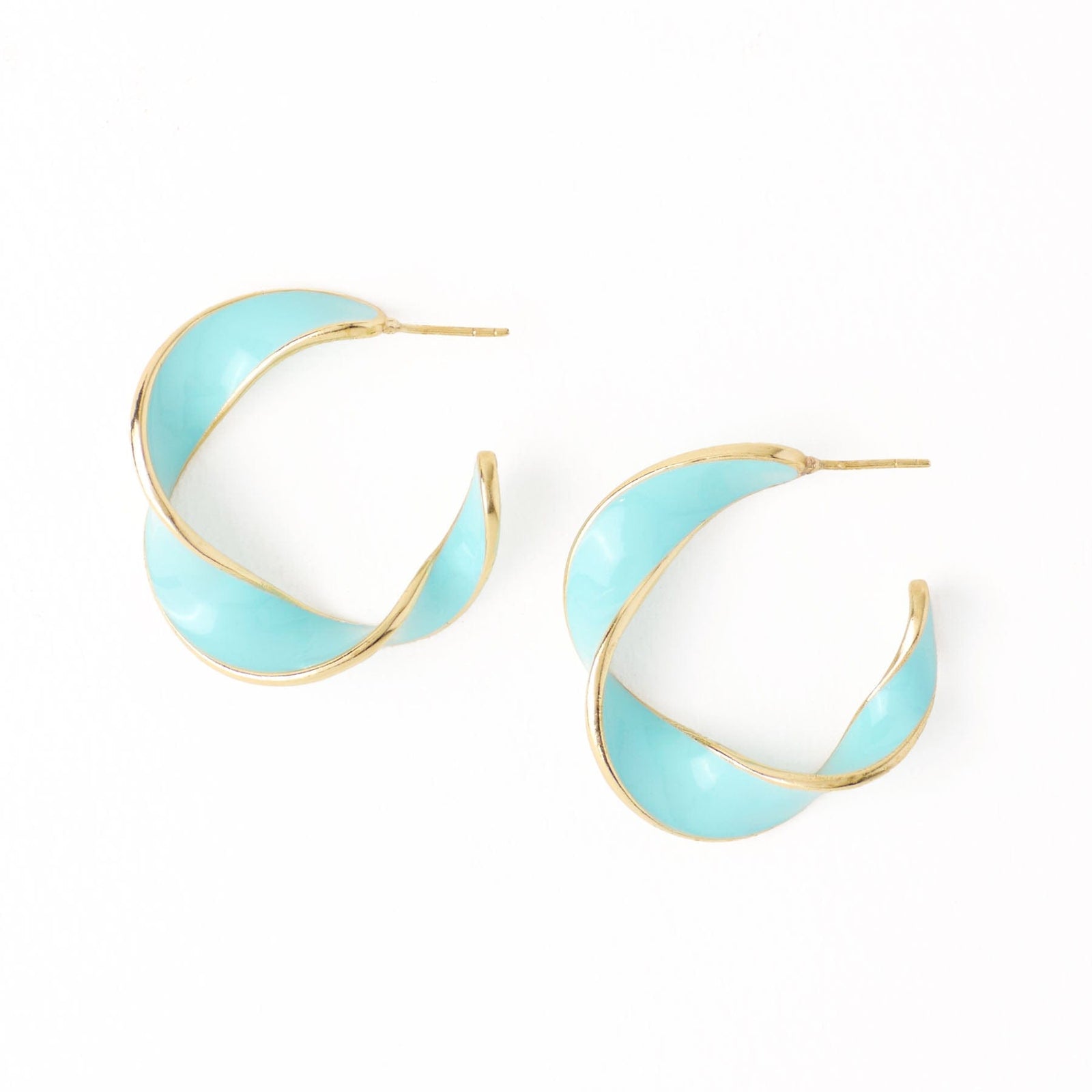 Vanessa Twisted Enamel Hoop Aqua Wholesale