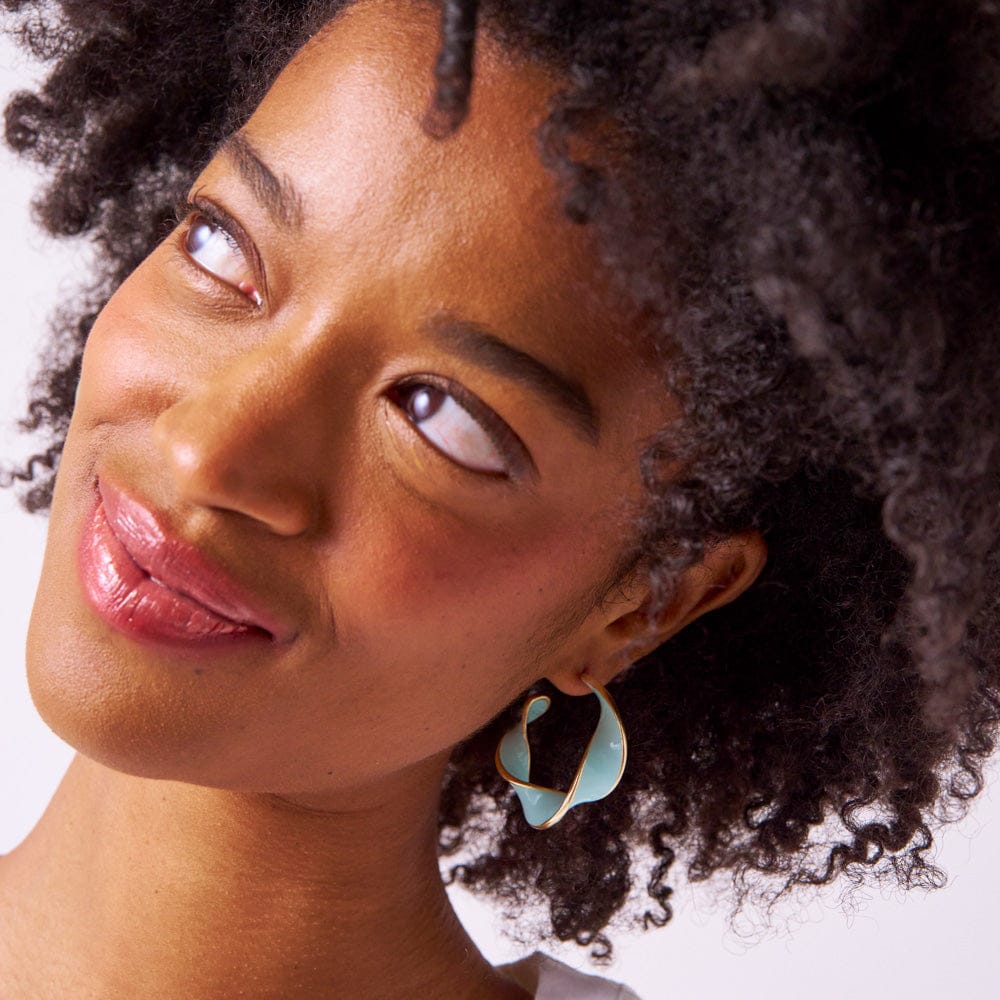 Vanessa Twisted Enamel Hoop Aqua Wholesale