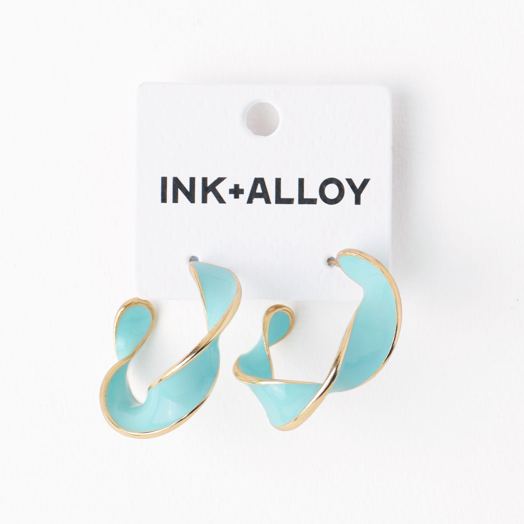 Vanessa Twisted Enamel Hoop Aqua Wholesale