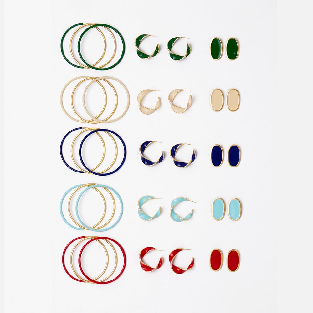 Alexis Oval Enamel Post Earrings Aqua Framed In Brass Wholesale