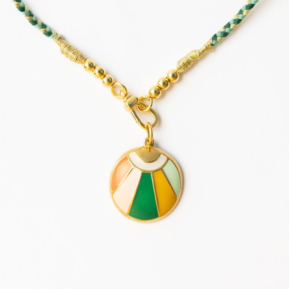 Maria Braided Necklace With Enamel Pendant Shine Bright Green