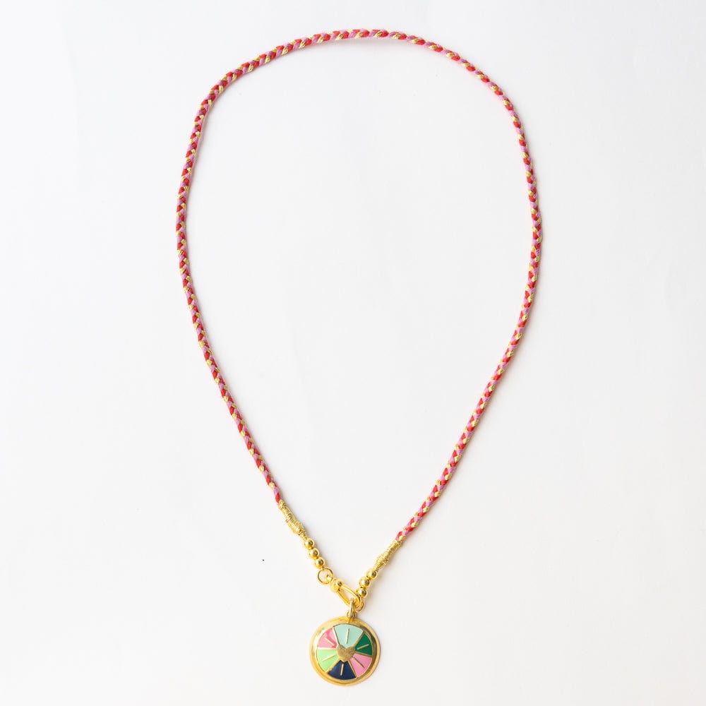 Maria Braided Necklace With Enamel Pendant Amore Red