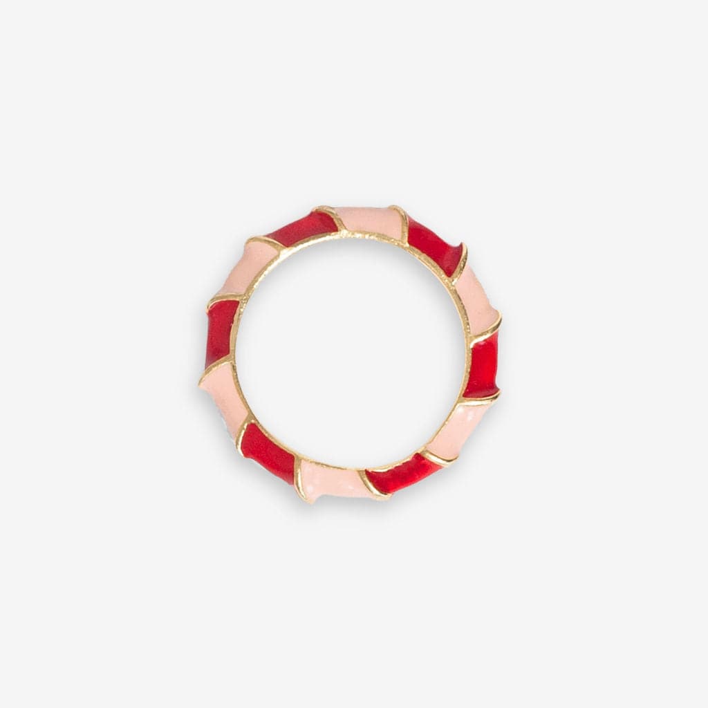 Paisley Twisted Coloblock Enamel Ring Red/Blush Wholesale- Size 8