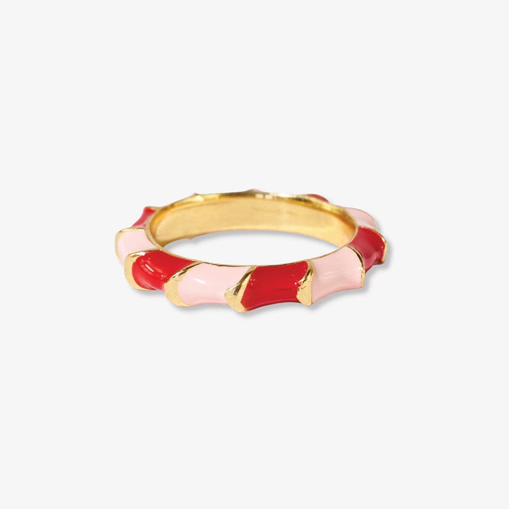 Paisley Twisted Coloblock Enamel Ring Red and Blush Wholesale- Size 8