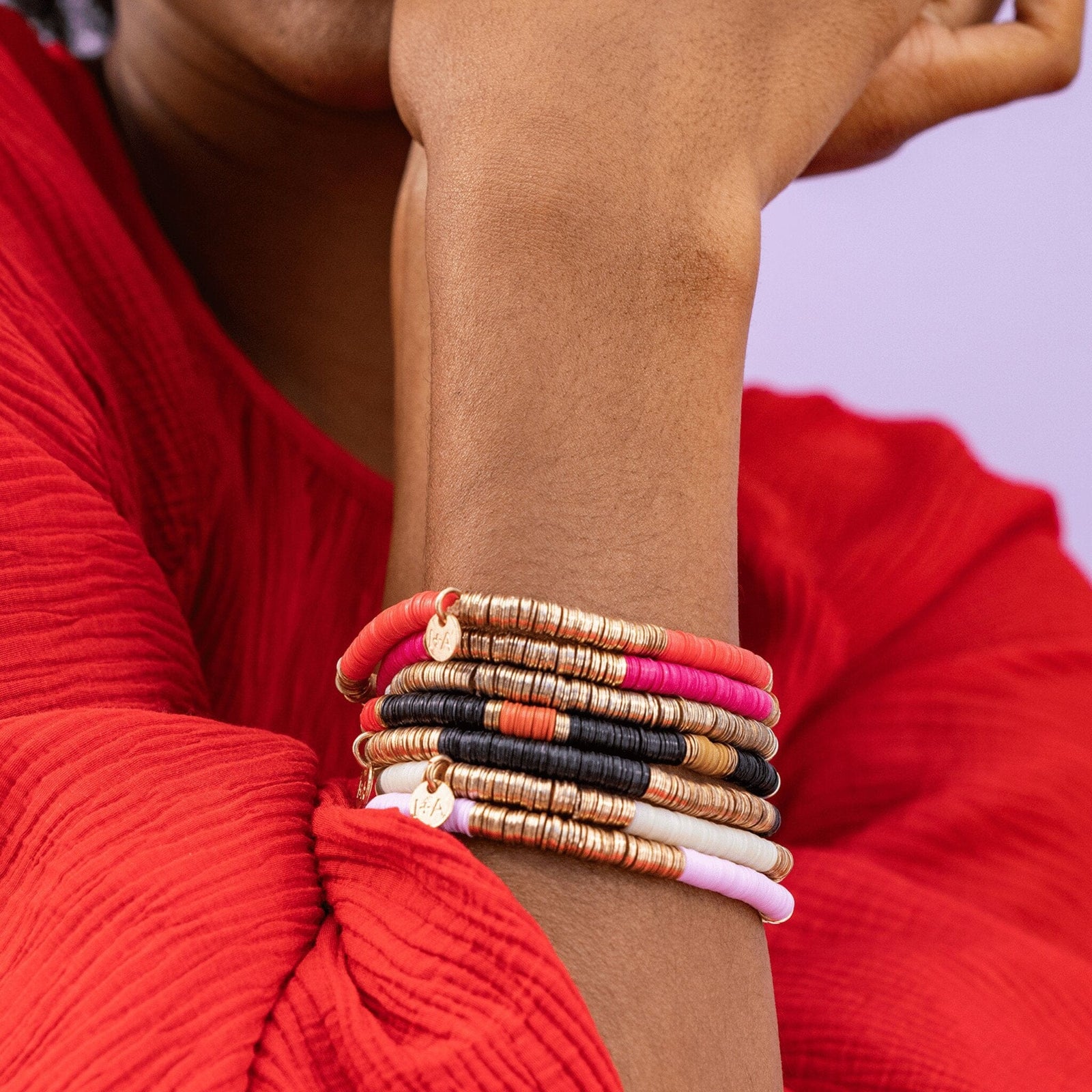 Grace Rainbow Stripes On Black Sequin Stretch Bracelet Wholesale