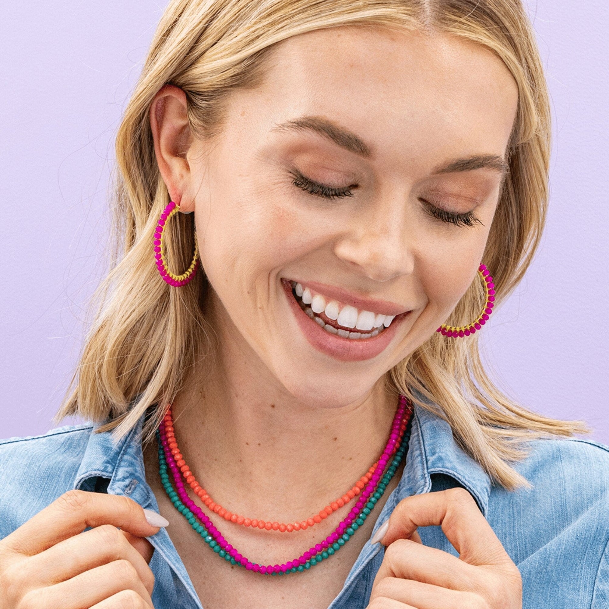 Hayden Solid Single Strand Crystal Necklace With Tassel Maroon Wholesale