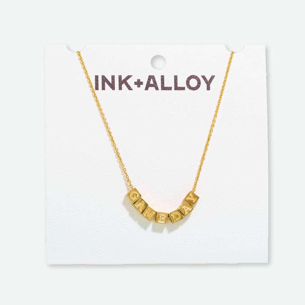 Goldie Chain Necklace with Brass Letters 16" with 1.5" Extension Gameday Wholesale