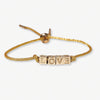 Goldie Gold Lurex Cord Friendship Bracelet with Brass Letters Adjustable Love Wholesale