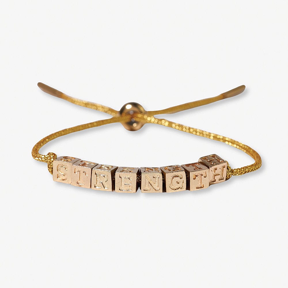 Goldie Gold Lurex Cord Friendship Bracelet with Brass Letters Adjustable Strength Wholesale