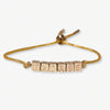 Goldie Gold Lurex Cord Friendship Bracelet with Brass Letters Adjustable Badass