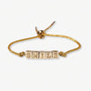 Goldie Gold Lurex Cord Friendship Bracelet with Brass Letters Adjustable Smile Wholesale