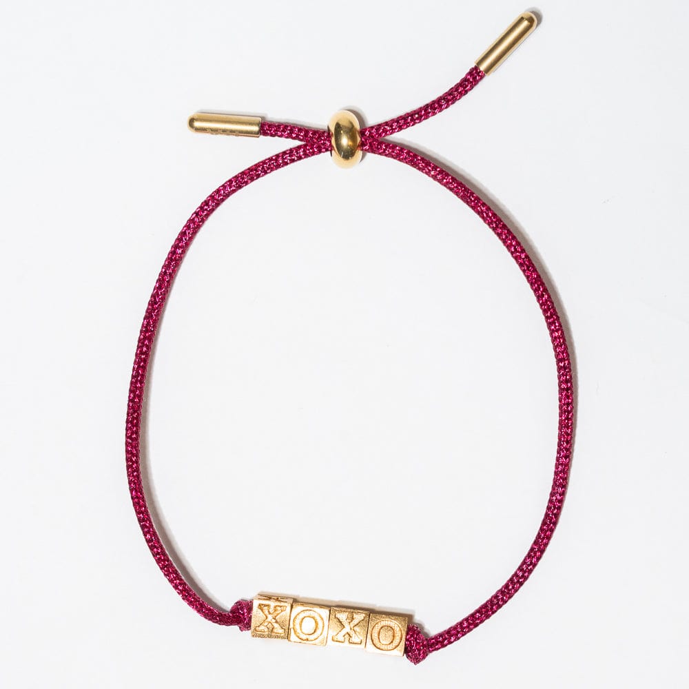 Goldie Red Lurex Cord With Brass Letters Adjustable Love