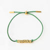 Goldie Green Lurex Cord With Brass Letters Adjustable Lucky